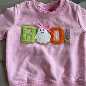 Pink Boo Sweatshirt with Colorful Letters